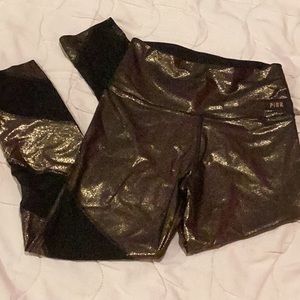 Like new PINK metallic mesh leggings